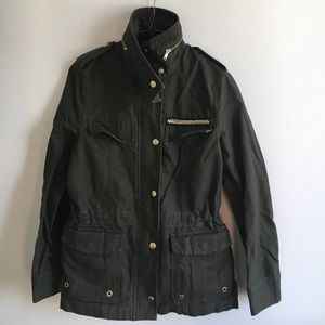Army Green jacket with gold and pocket details